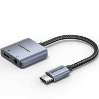 adaptador vention usb-c a jack 35mm con carga pd 60w