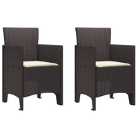 sillas de jardin con cojines 2 uds marron poliratan cfw373115