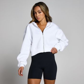 Sudadera corta con capucha y cremallera integral Basics para mujer de MP - Blanco - XS