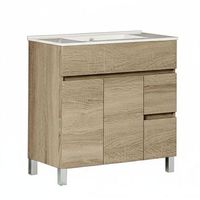 kibath mueble de bano con lavabo urban 80x45 cm acabado roble natural mate 2 cajones y 2 puertas