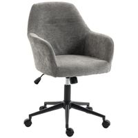 homcom silla de oficina de chenilla con ruedas funcion basculante altura ajustable y acolchado grueso gris   aosom espana