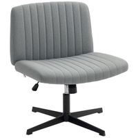 homcom silla de oficina sin brazos silla de escritorio basculante con piernas cruzadas asiento ancho y altura ajustable gris   aosom espana