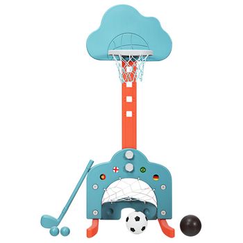 Costway Canasta de Baloncesto 3 en 1 Ligera y Estable con Altura Regulable y Juego de Golf para Niños 56 x 50,5 x 149 cm Verde