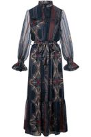 vestido largo estampado con volante multidenim scarf