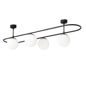 Lámpara De Techo Abaküs-4891 Blanco Negro Hierro Vidrio 124x40x33 Cm