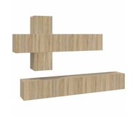 set de muebles para tv 7 piezas madera contrachapada roble sonoma
