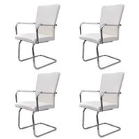 sillas de comedor voladizas 4 unidades de tela blanca vidaxl