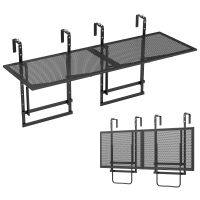 costway juego de 2 mesas colgantes de balcon de metal plegables altura regulable en 5 niveles carga 20 kg se usa separada o unida negro