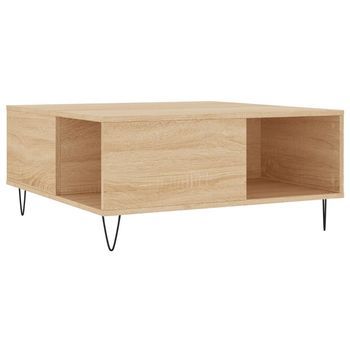 Mesa De Café - Mesa De Centro Madera Contrachapada Roble Sonoma 80x80x36,5 Cm
