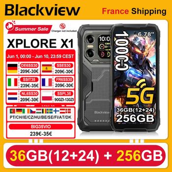 Smartphone Resistente Blackview XPLORE X1 [Sin Cargador UE], 5G, Pantalla 6.78