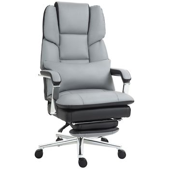 HOMCOM Silla de Oficina Ergonómica Ajustable 63x71x123-129 cm Gris Claro/Negro   Aosom España