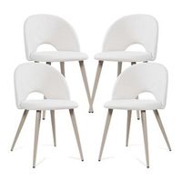 juego de 4 sillas de comedor karijoki textil 77x50x55 cm beige encasa