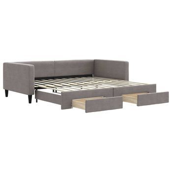 Sofá Cama | Cama Para Adulto | Sofá Convertible Nido Con Cajones Tela Gris Taupe 100x200 Cm