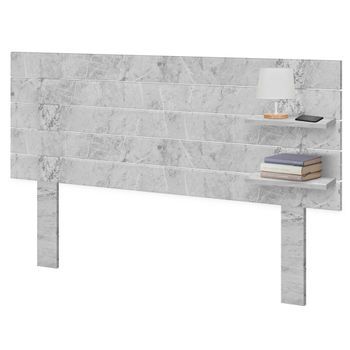 Dhome Cabecero Con Estantes De Madera Reciclada Dm Colgante Pared Estilo Palet Horizontal Con Patas 160x46cm Cama Vintage Nordico (160cm, Acabado Mármol)