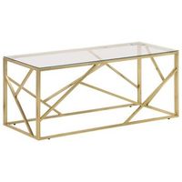 mesa de centro dorada acero inoxidable y vidrio templado vidaxl