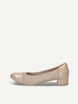 CAPRICE Pumps, beige, made of Leather and textile with Block heel, Size 41