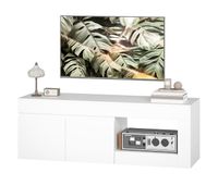 mueble de tv moderno para salon con 2 puertas estante abierto para television 60 pulgadas 140x40x48 cm blanco