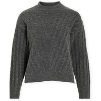 vila jersey relli highneck knit - dark grey melange para mujer