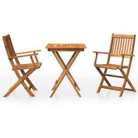 comedor de jardin plegable 3 uds  mueble jardin mesa y sillas madera maciza de acacia