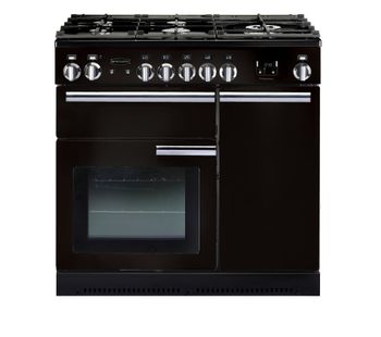 RANGEMASTER Professional 90 Dual Fuel Range Cooker - Black & Chrome, Black