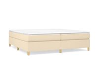 cama box spring con colchon tela color crema 200x200 cm