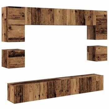 Conjunto De Mueble De Tv 8 Uds. Madera Envejecida Vidaxl