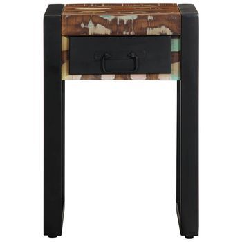 Mesa Auxiliar Multicolor 35x35x50 Cm Madera Maciza Reciclada