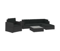 set muebles de jardin 6 piezas y cojines ratan sintetico negro vidaxl
