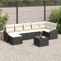 set de sofa de jardin  de 7 piezas con cojines en ratan poliester marron v4038 unico  negro