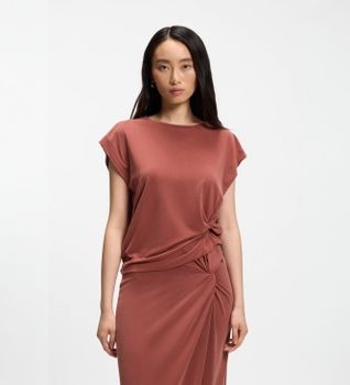 BOSS para mujer. 50553458 Camiseta Ebony rojo (M), Casual, Viscosa, Manga corta