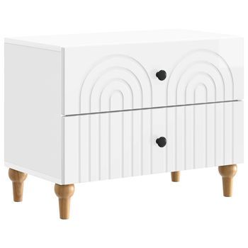 Armario De Noche Con Cajón Brillante 62 X 34,5 X 48 Cm Vidaxl