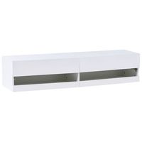 mueble tv moderno con puertas gestion de cables con led mdf blanco edmonton