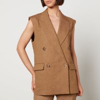 max mara studio eliche flax linen sleeveless blazer - uk 12