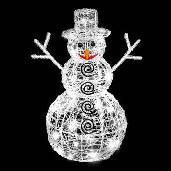Muñeco De Nieve Acrílico 3d Iluminado 80 Led H.60cm Exterior Blanco Frío