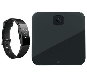 FITBIT Inspire HR Fitness Tracker & Aria Air Smart Scale Bundle - Black, Universal, Black