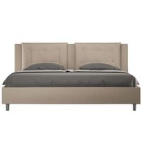 cama king size italiana de piel sintetica andry-color beige claro-ropa de cama 200x200 cm