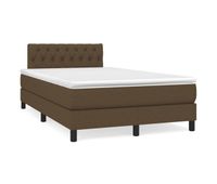cama box spring con colchon tela marron oscuro 120x200 cm diseno de botones