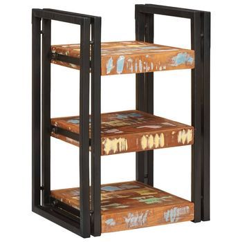 Mesita De Noche 2 Uds - Dormitorio - Madera Maciza Recuperada - Marrón Y Negro (38x33x58cm)
