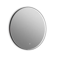 espejo redondo marco metalico negro 80cm luz led integrado 22w 4000k