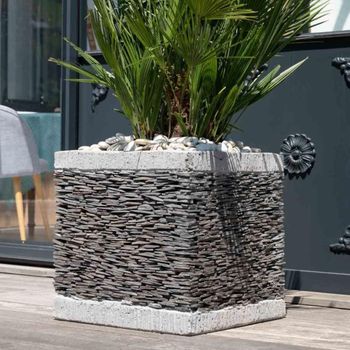 Maceta tiesto jardinera cubo pizarra 50 cm