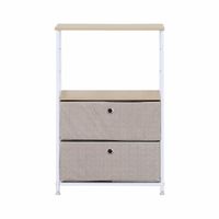 mueble de almacenamiento con 1 estante y 2 cajones de metal y tela