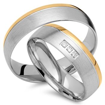 Alianzas 14 quilates oro amarillo-blanco 3 diamantes
