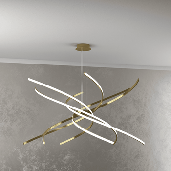 Lámpara De Araña Led Moderna Tornado, 88 W, 5950 Lm, 1163/s100, Color Oro Bruñido