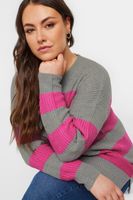 yours jersey de punto de rayas rosas y grises mujer curvy y tallas grandes yours