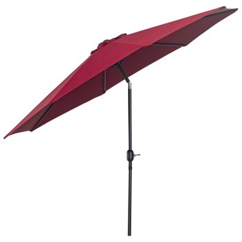 Outsunny Sombrilla de Jardín Grande Ø295x250 cm con Manivela Parasol Exterior Inclinable Poste Desmontable de Metal Beige   Aosom España