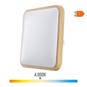 EDM Aplique Superficie Cuadrado led 18w 1820lm 4000k 33x33x7cm Efecto Madera