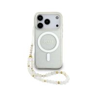 guess funda para iphone 17 pro max r carcasa transparente con magsafe con brillo y correa de perlas diseno elegante y ajuste preciso