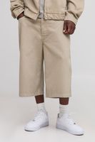 tall washed relaxed fit longline jorts gris