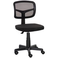 vinsetto silla ergonomica de oficina de malla giratoria con altura sin brazos ajustable soporte lumbar y ruedas negro   aosom espana