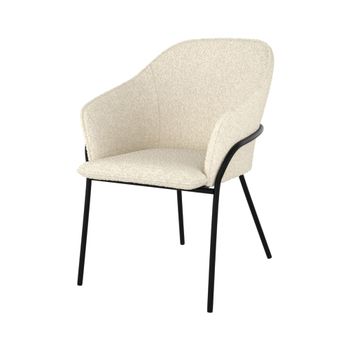 Silla con efecto bouclette de lana blanca y patas de metal